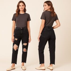 SO High Rise Distressed Mom Jeans Size 11